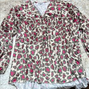 Crazy Train Pink and Brown Leopard Blouse
